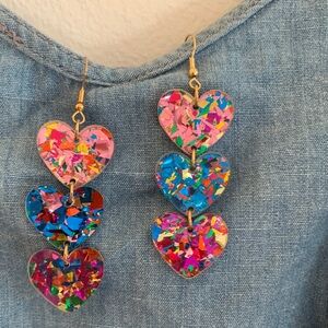 Colorful Heart Drop Earrings